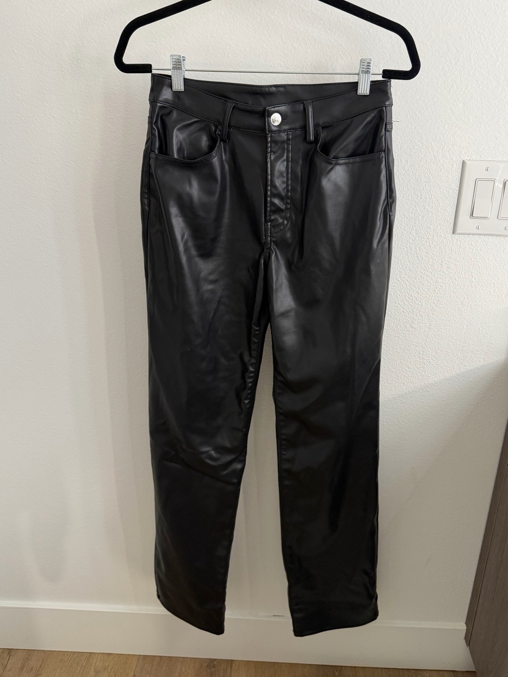 Straight Leg Leather Pants
